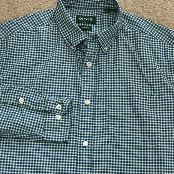 Orvis Men’s Large Long Sleeve Active Fit Checkered Button Down Shirt - Picture 8 of 8